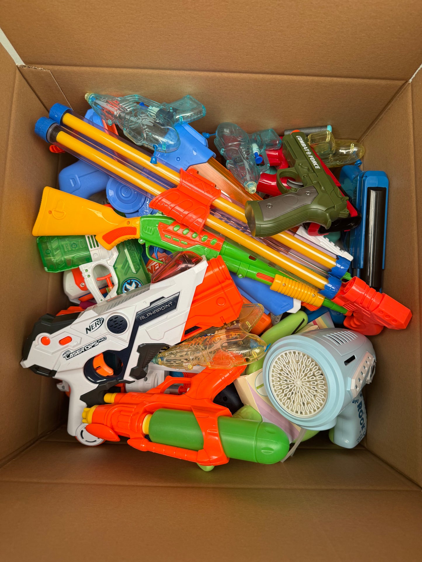 Lost And Found Box Of Assorted Nerf Guns And Toys