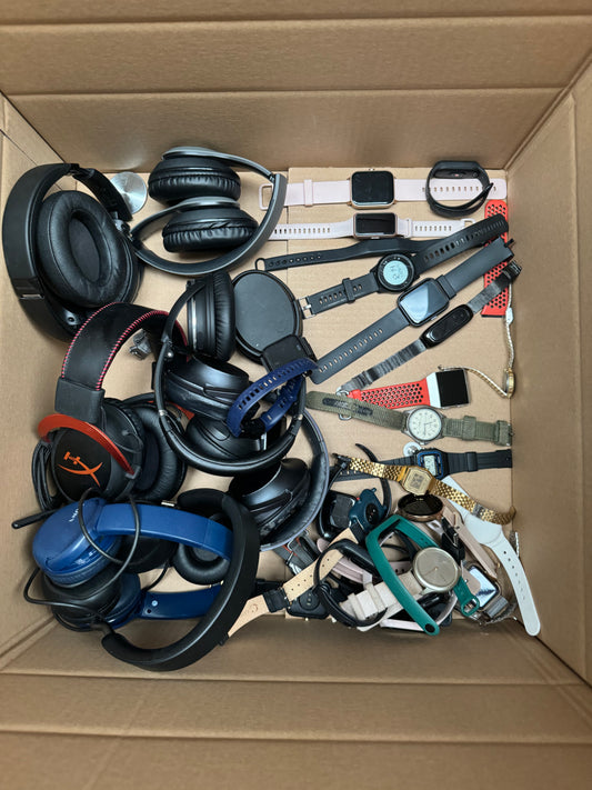 Lost and Found Box Of Assorted Headphones/Smart Watches/Designer Watches